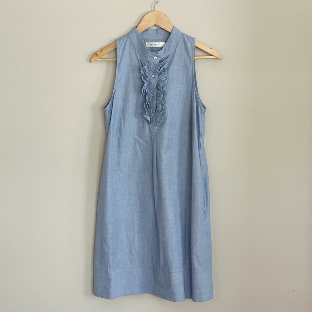Cailey 22 Chambray Blue Sleeveless Pullover Summer Dress with ruffles - Size S